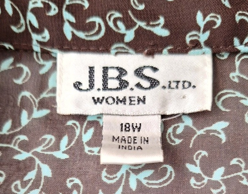 JBS LTD 90s Midi Dress Slip Belt Brown Sheer Blue Floral SS Sz 18 Fairy Grunge
