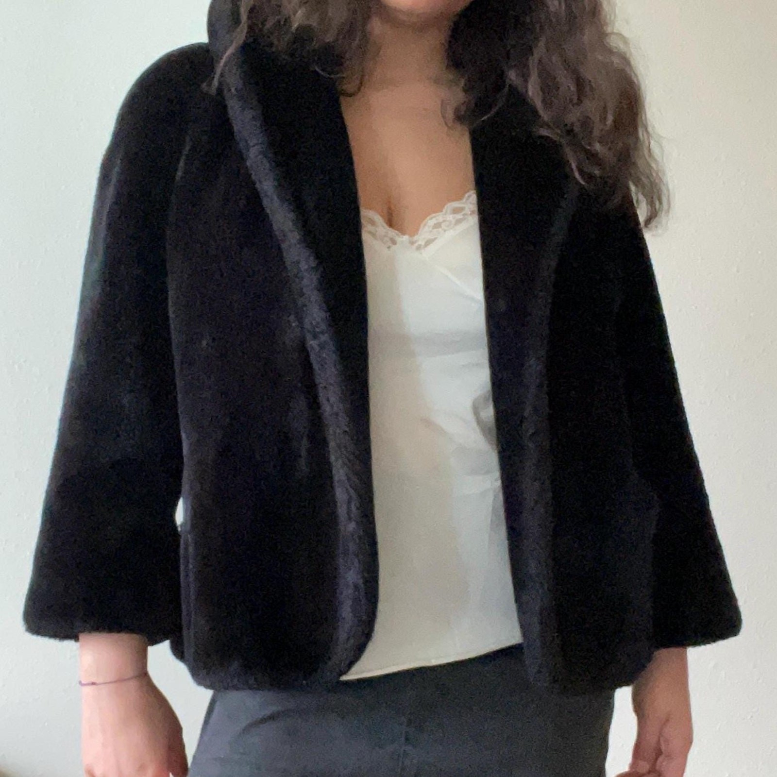 60’s Vintage Faux Fur Coat Borgana Black Winter Coat