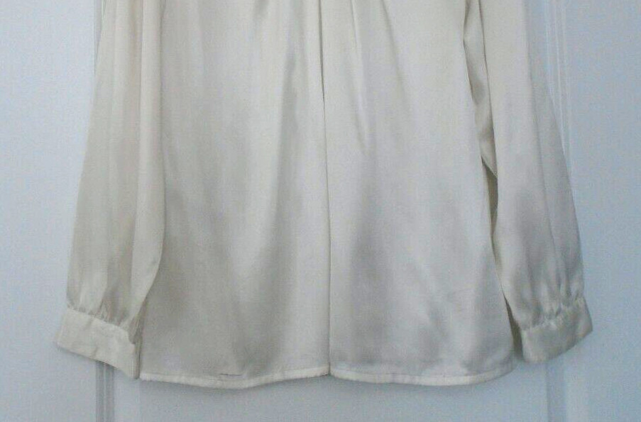 Impressions of California Ivory White Satin Polyester Blouse Size 6 Made in USA!
