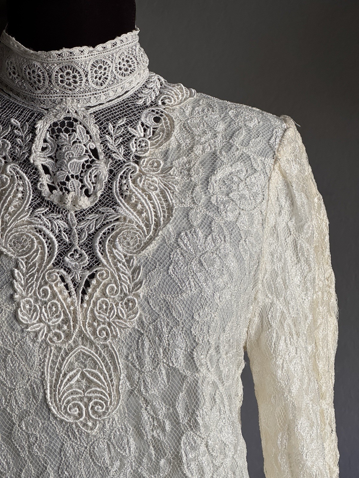 Vintage Gunne Sax Top XS Ivory Lace Victorian Jessica McClintock Romantic 70s