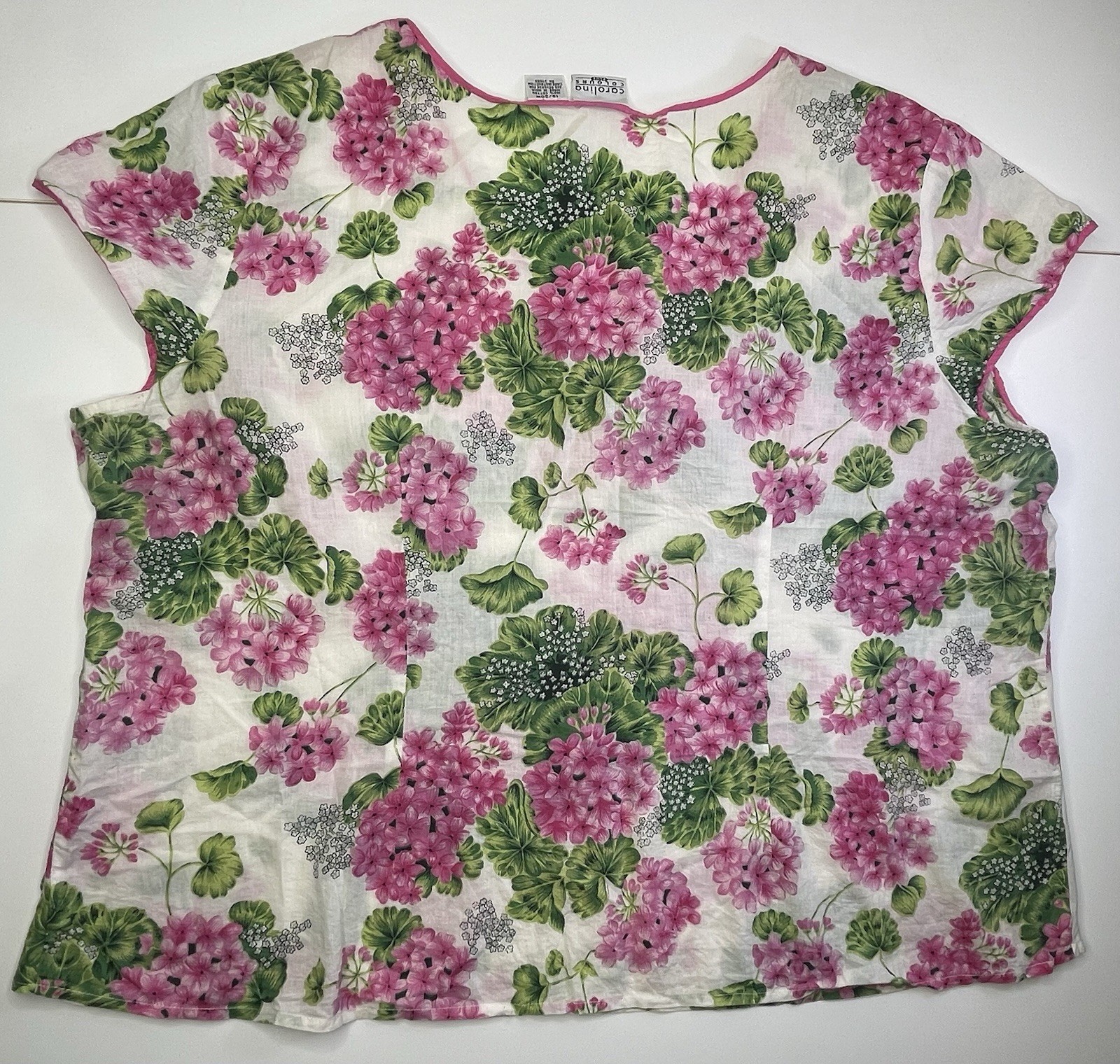 Carolina Colours Summer Blouse Plus Size 18/20W Pink White Floral Vintage