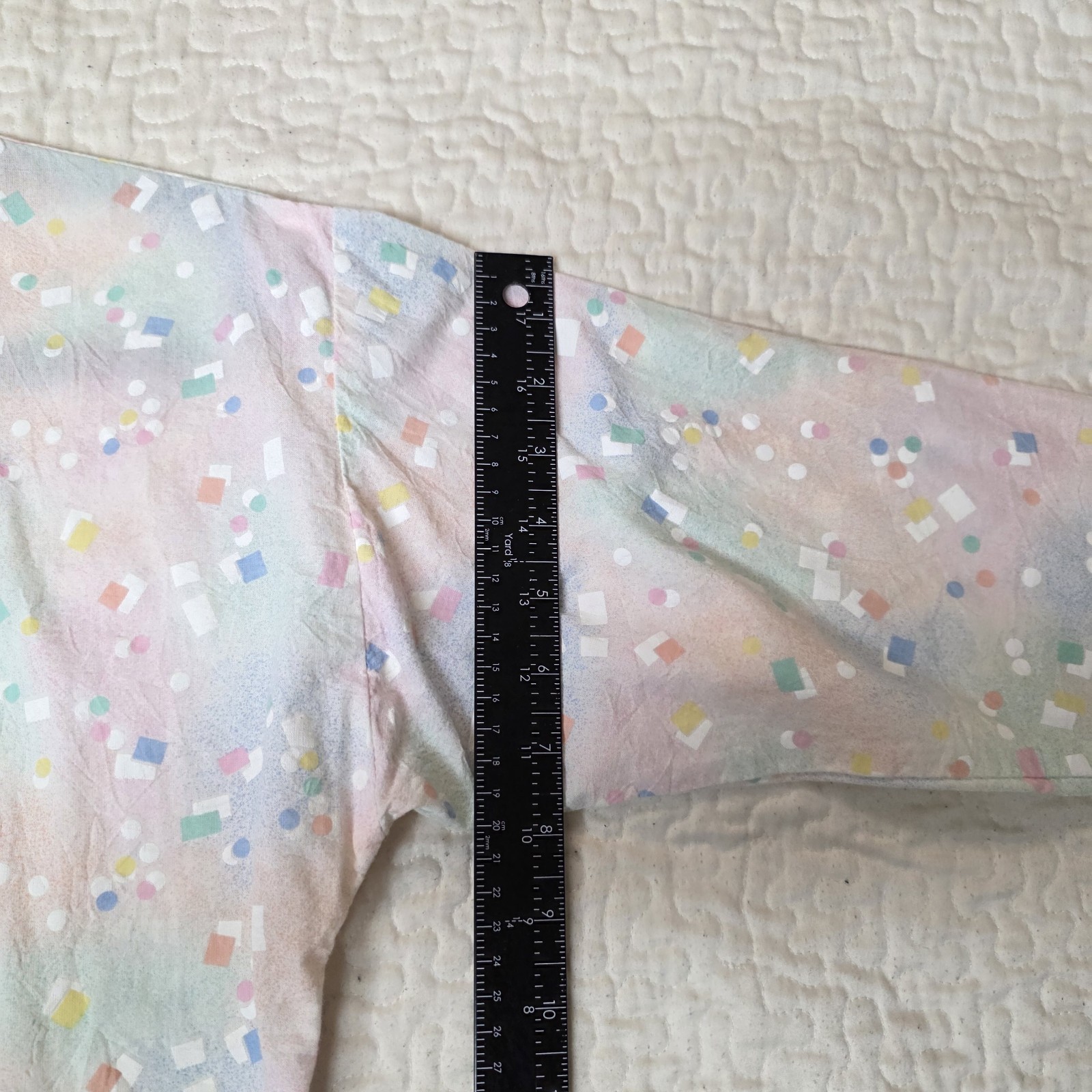 Vintage 1980s Crop Top Geometric Paint Pastels USA Women’s Retro Pop Sz Medium