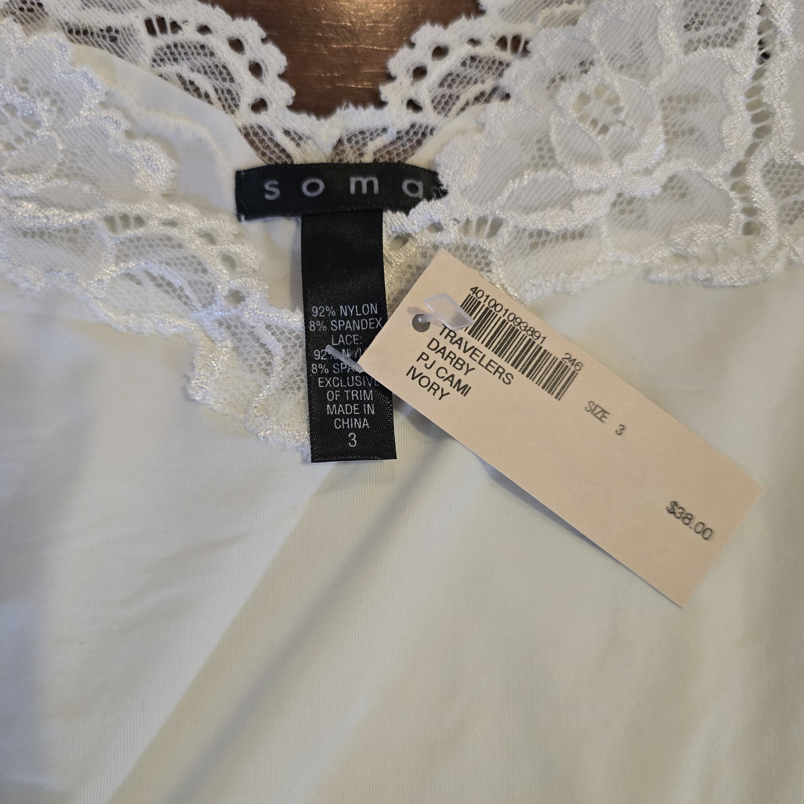 Soma By Chicos Ivory Lace Trim Lingerie Set camisole and slip Vintage Romantic