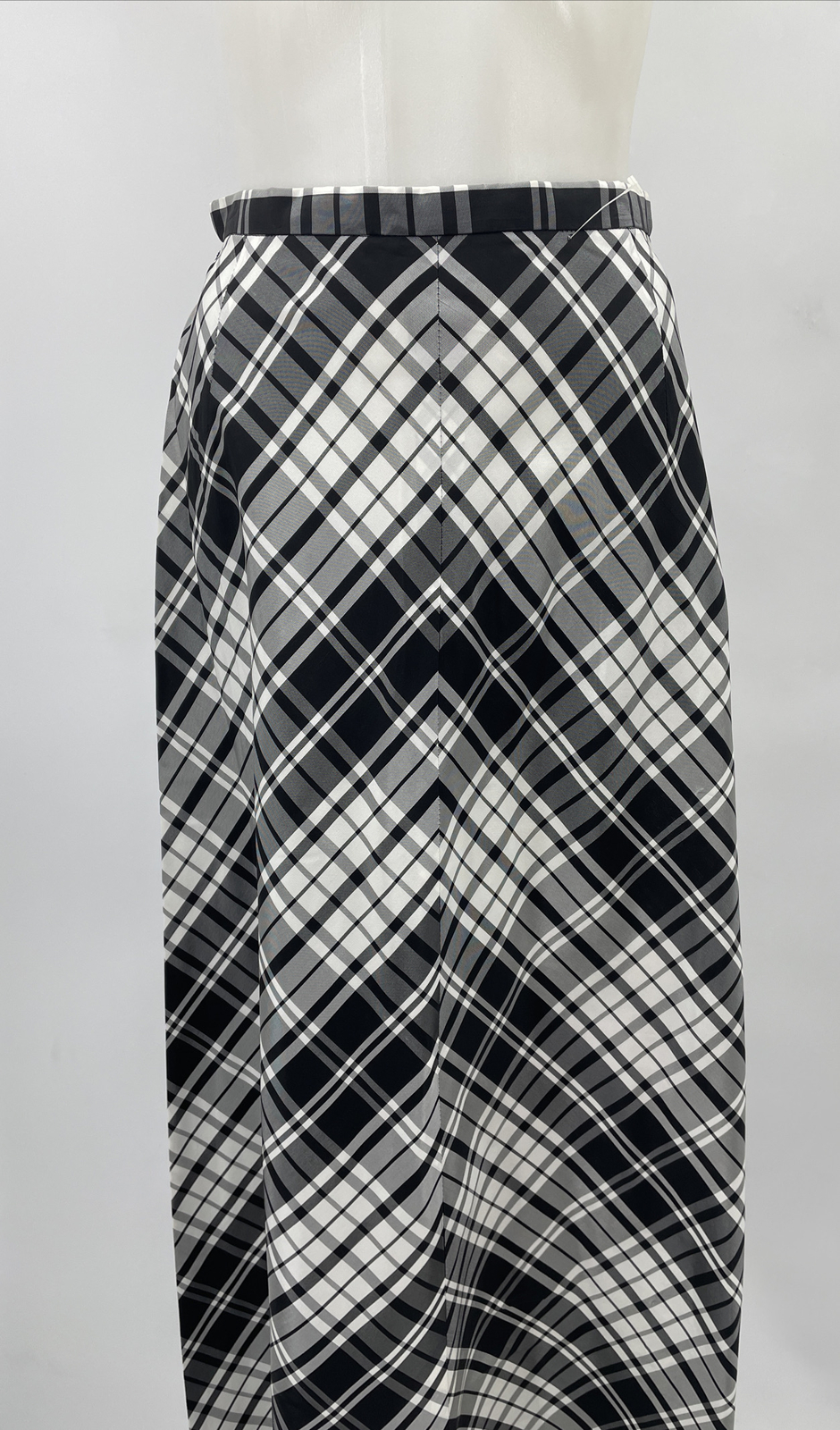 Vintage Styled By Barry Ashley Checkered Plaid Maxi Skirt Black White NWT