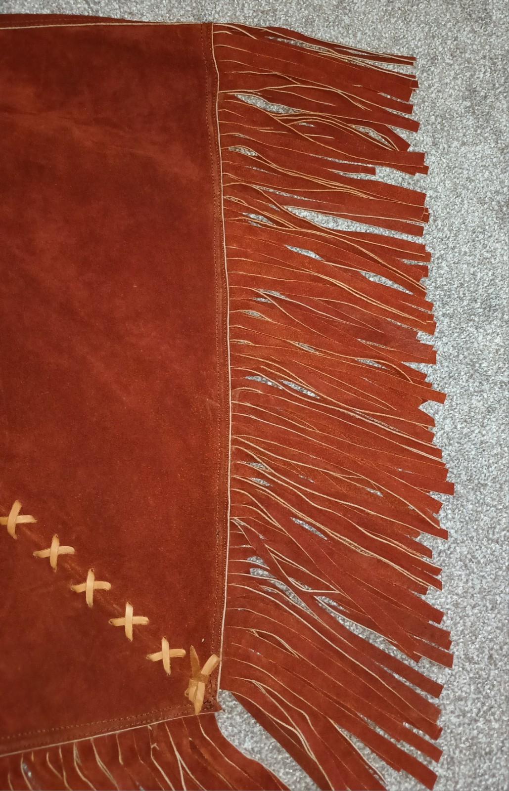 Real 1960’s Fringed Hippie Poncho Real Leather Vest! Great Halloween Costume!