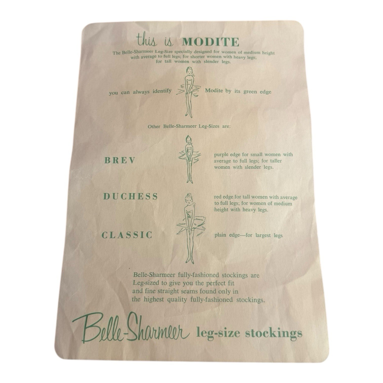 Vintage Belle-Sharmeer All Nylon Stockings Modite Walking Sheer 9 1/2 Beige