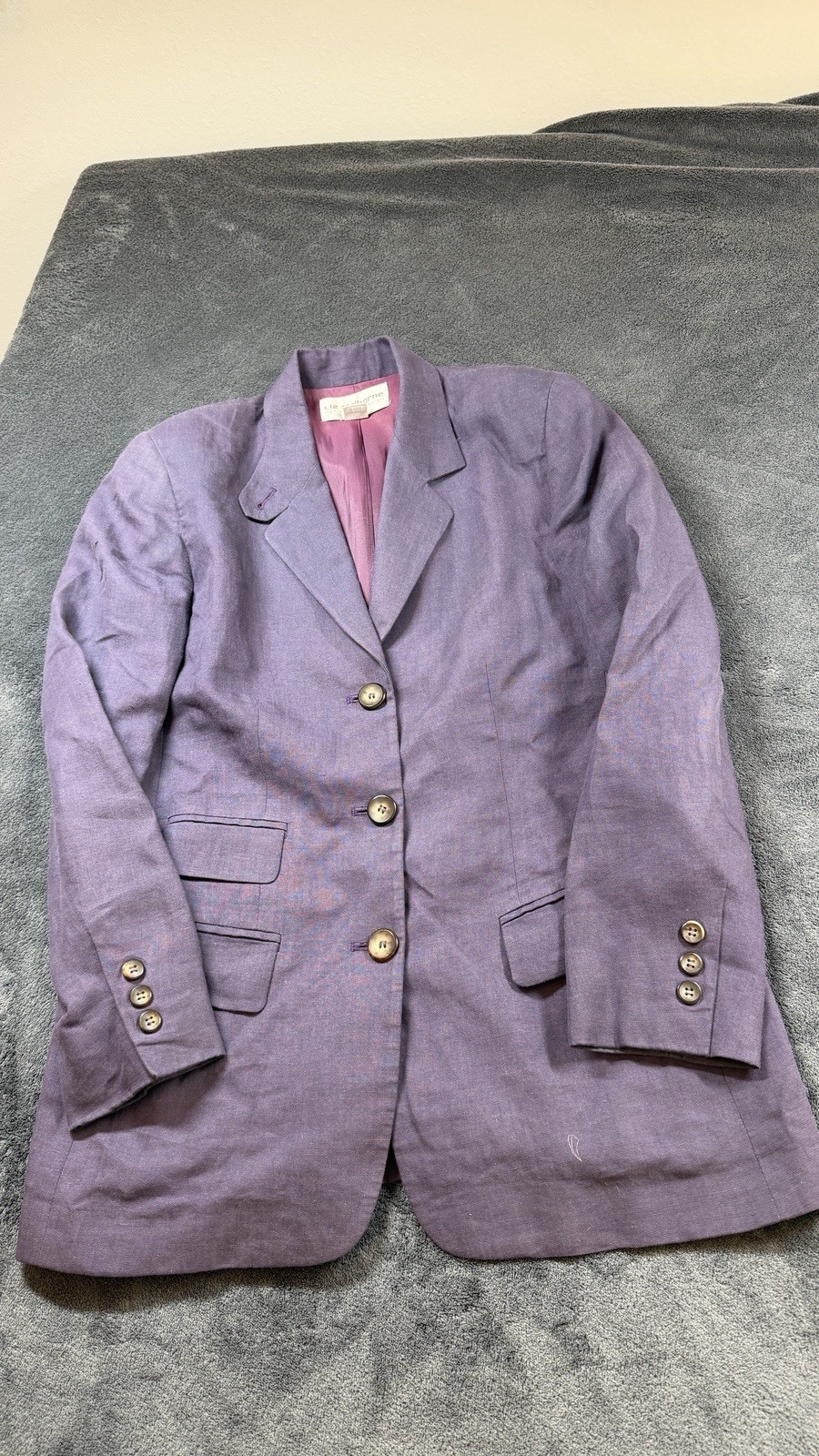 LIZ CLAIBORNE Vintage Purple 100% Linen Lined Long Sleeve Blazer/Jacket Sz 4P