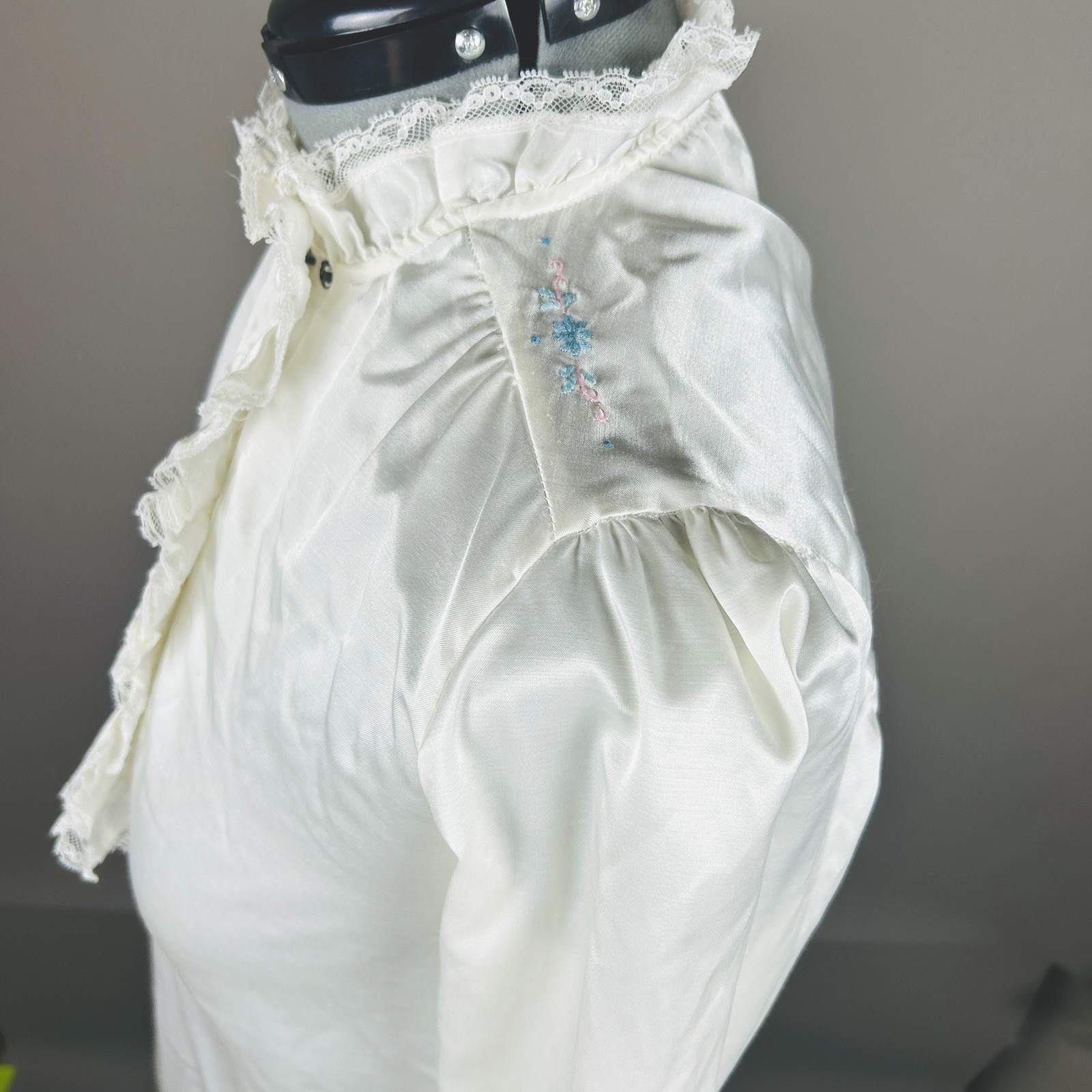 Jodie Arden Vintage Prairie Nightgown Dress White Lace Ruffle Cottagecore S