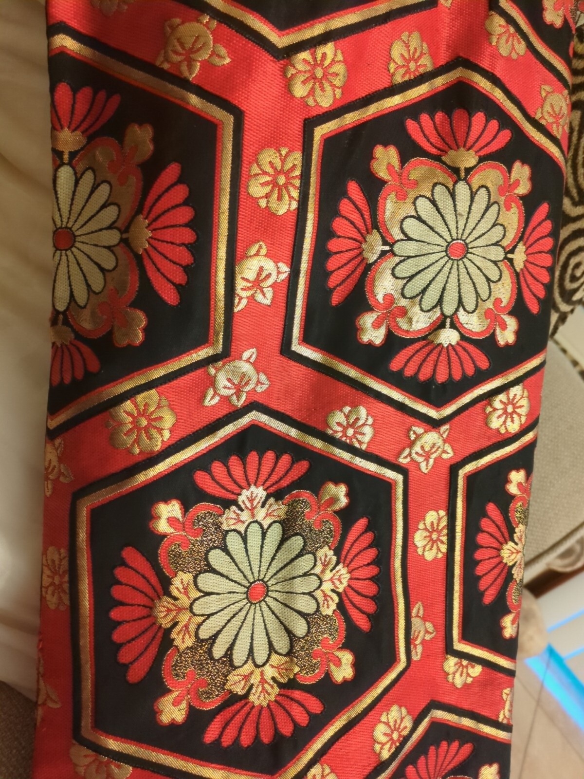 Vintage Red/Black Gold Lame Floral Embroidered Coat