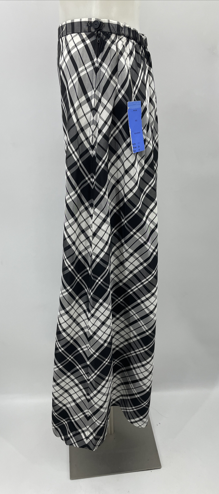 Vintage Styled By Barry Ashley Checkered Plaid Maxi Skirt Black White NWT