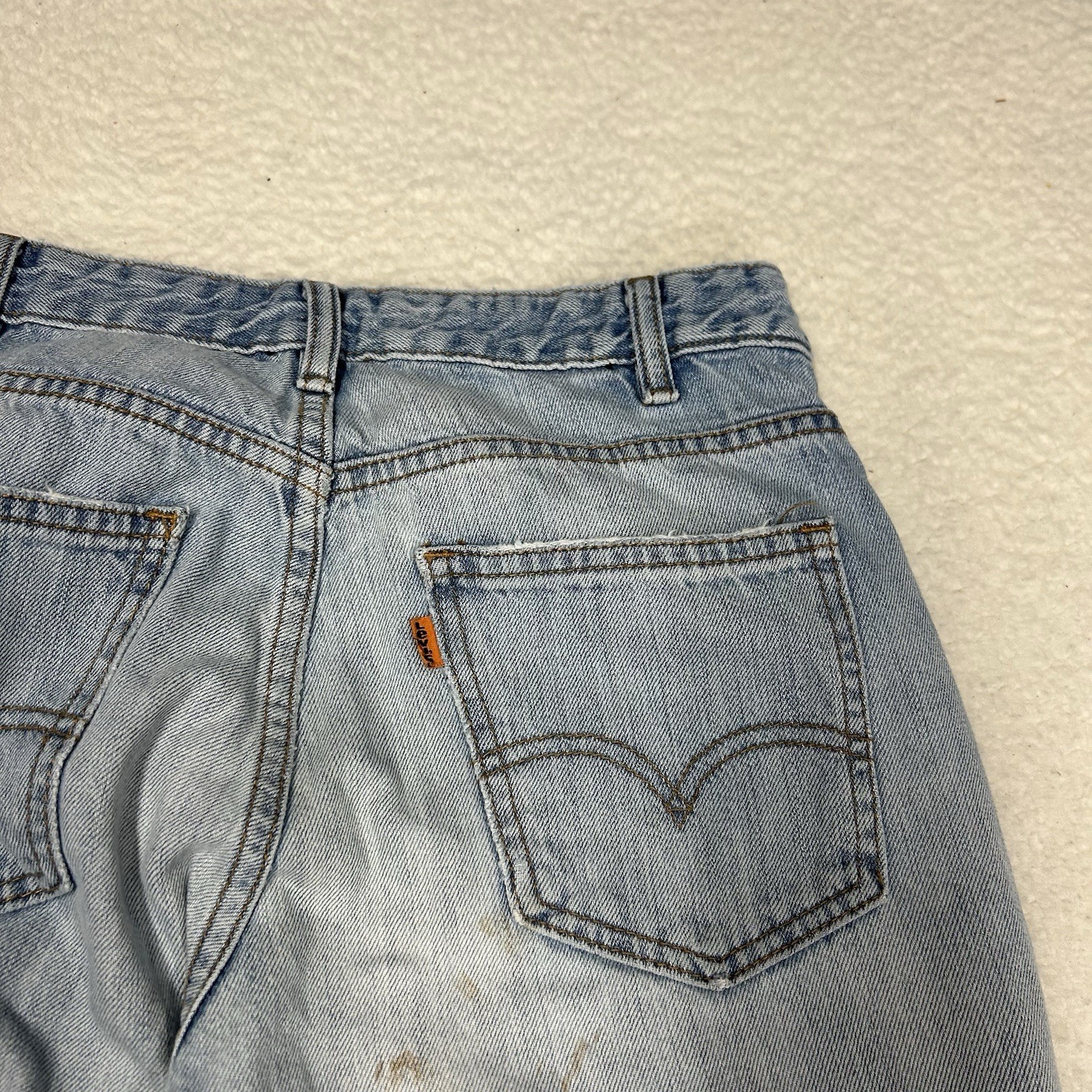 Vtg Levis Orange Tab Flare Leg Jeans Womens Sz 29 Light Wash Blue Denim Casual