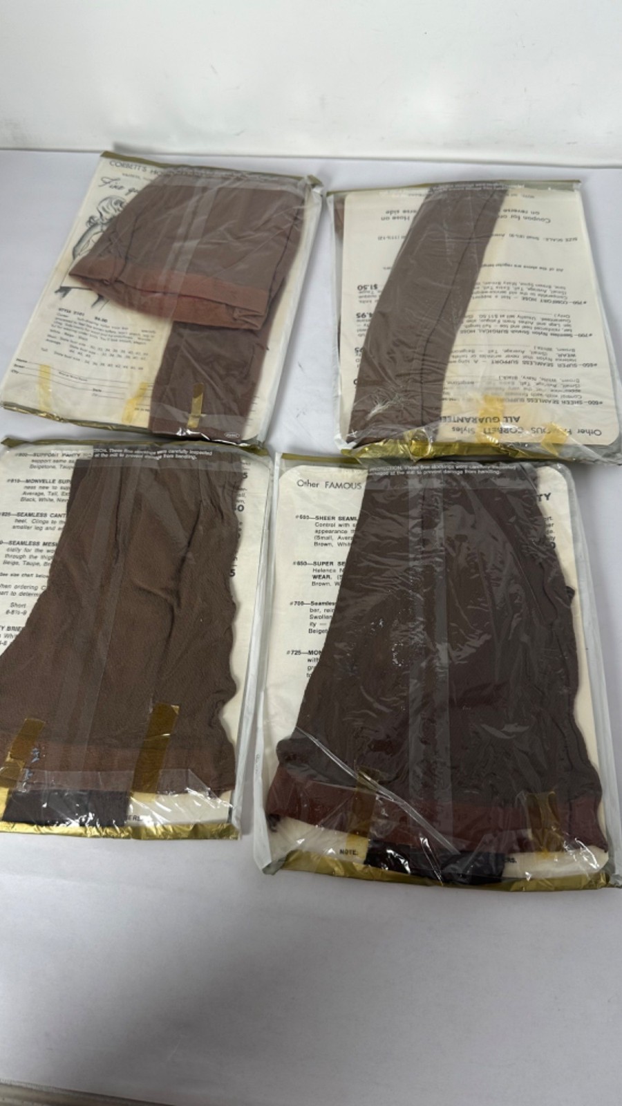 Corbetts Lot of 4 Vintage Hosiery Women Pantyhose Nude Heel Brown Taupetone