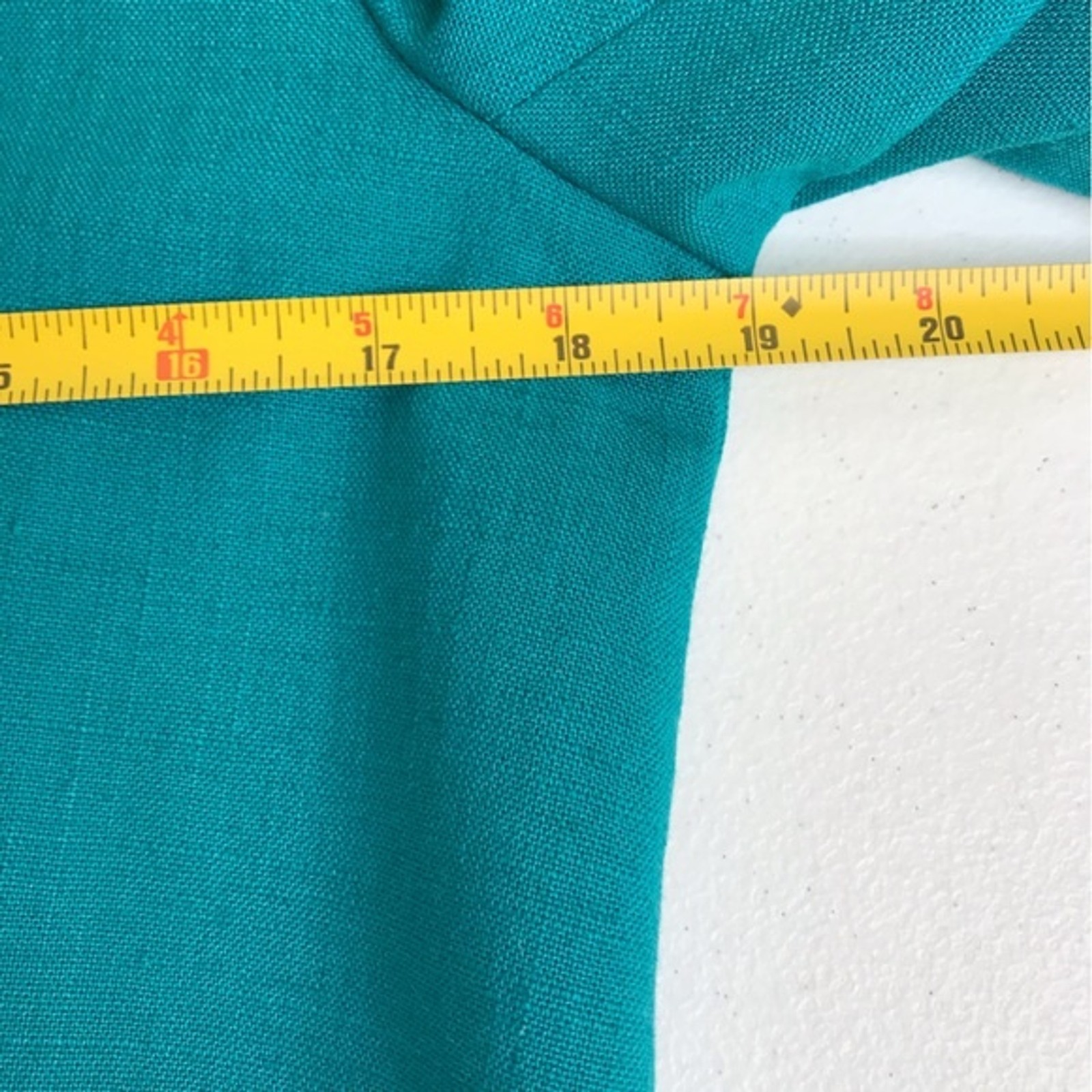 Vintage Tan Jay Div of Nygard Linen Blend Teal Open Front Blazer Jacket Women 12
