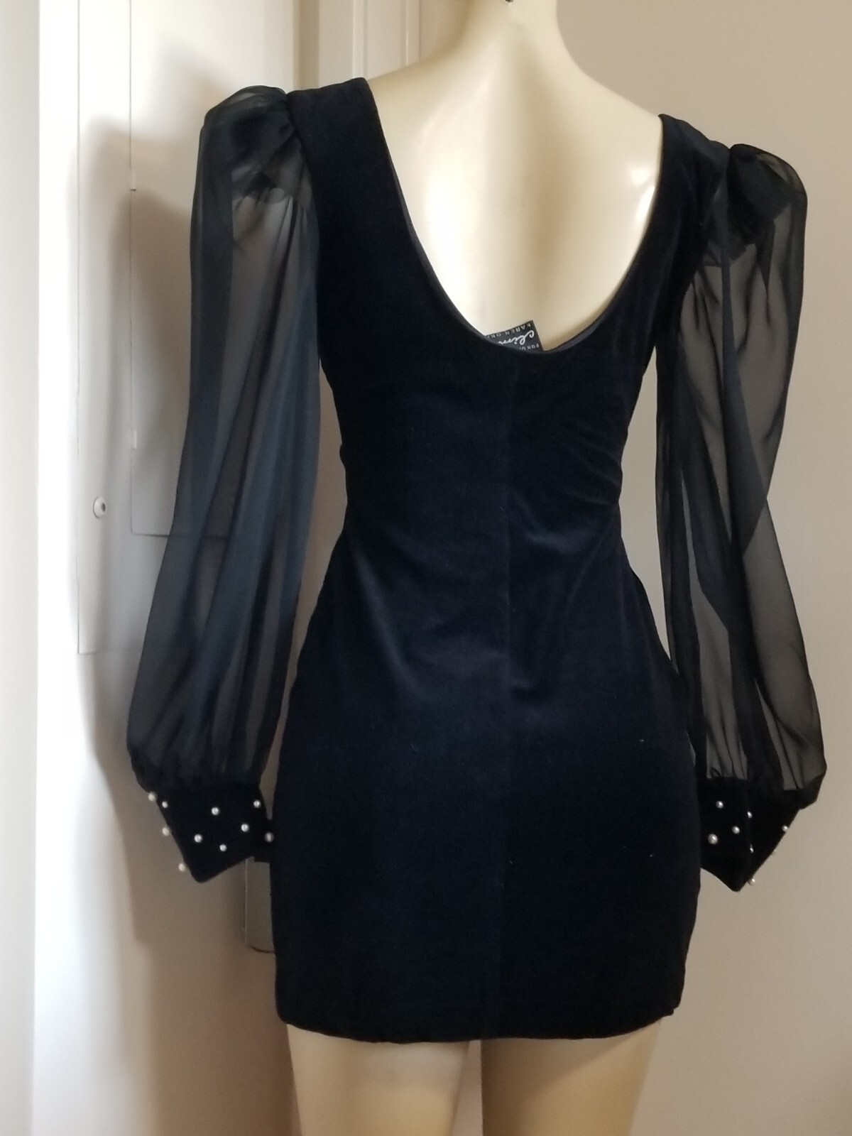 Vintage 80s Karen Okada climax david Howard pearls velour dress