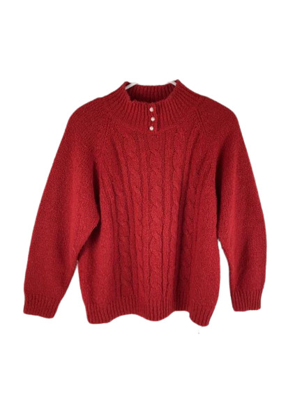 Vintage Ashley Hill Red Sweater Women’s Small Mock Neck with Shoulder Pads