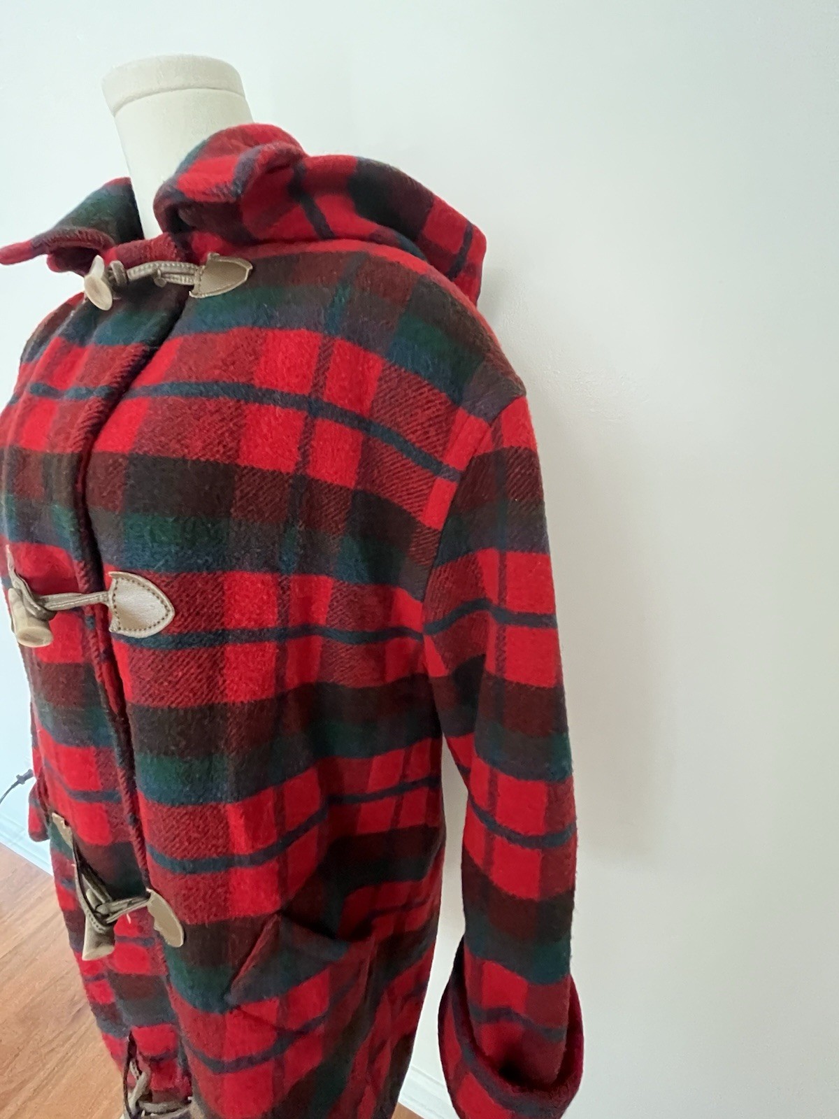 Vintage Talbots Wool Coat Size 10 Plaid Hooded Made in USA Union Made FAST SHIP