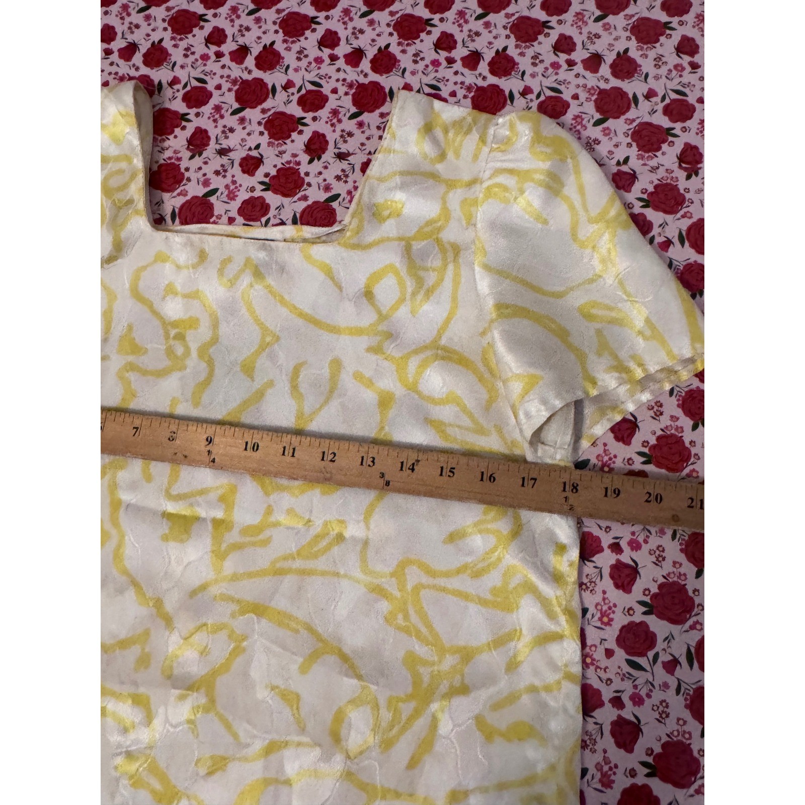 Vintage J. Gallery Yellow White Abstract Print 2 Piece Skirt Set Size 9/10 e3