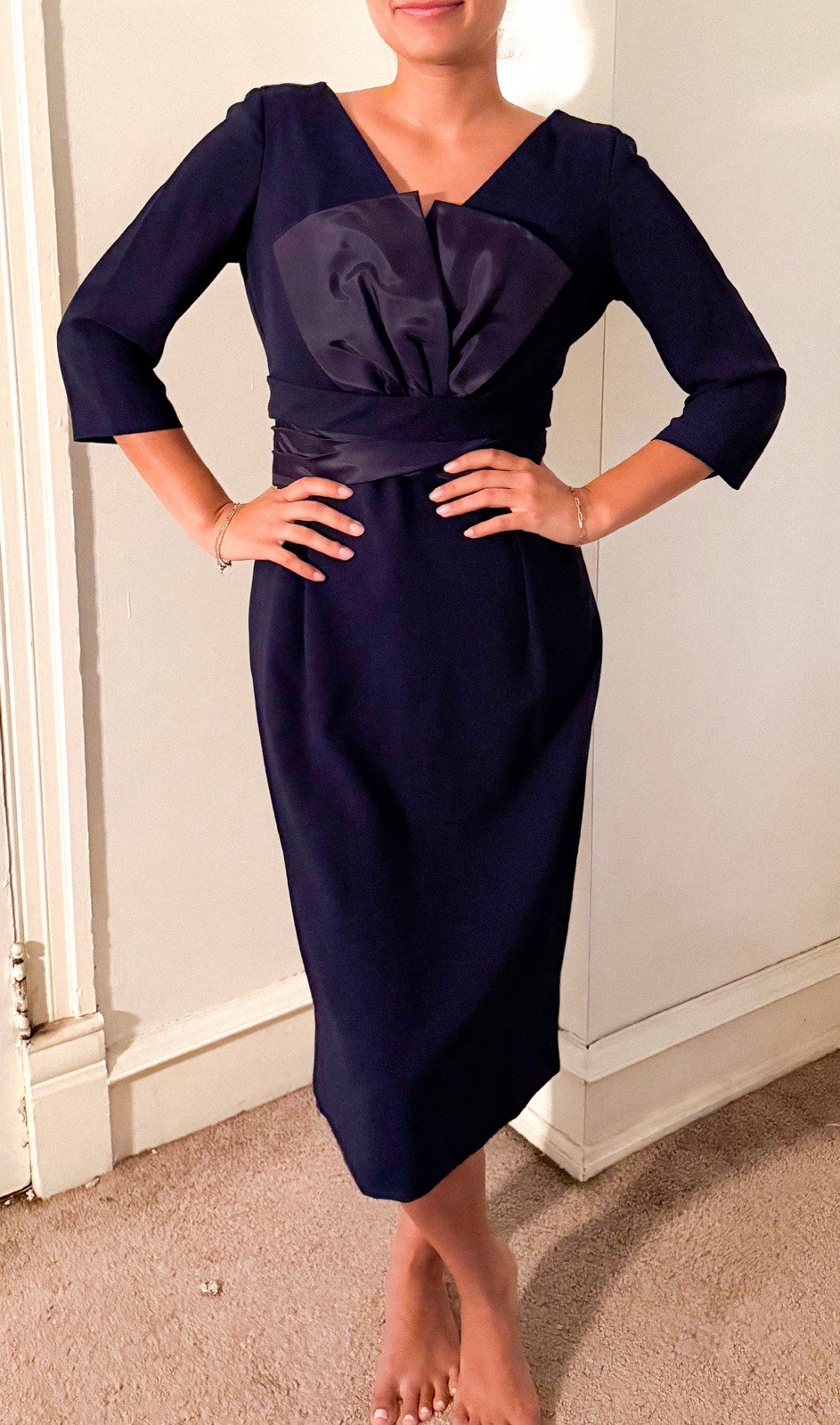 Authentic 1940’s Lora Lenox Dress Lined Navy Blue Cocktail Style Sz SMALL
