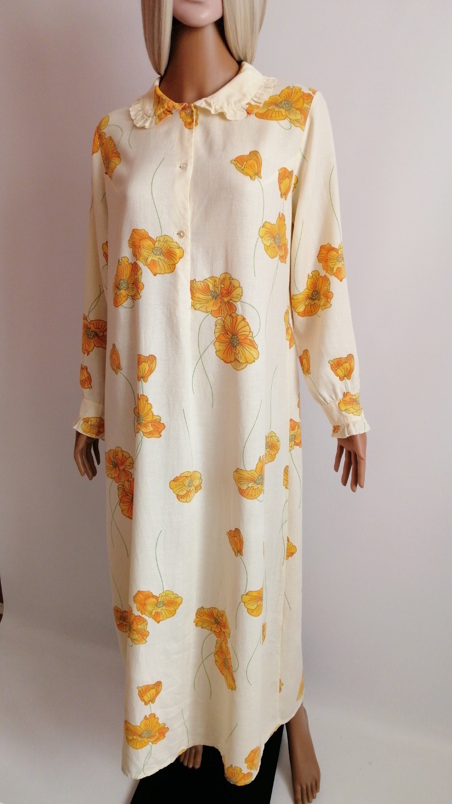 Vintage 70’/ ’80 Beldona Floral House Dress Lounge Gown Modal Cotton EU 40