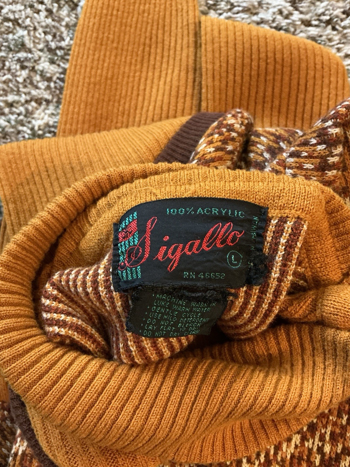 Vintage Sigallo Sweater Fall Colors Large EUC