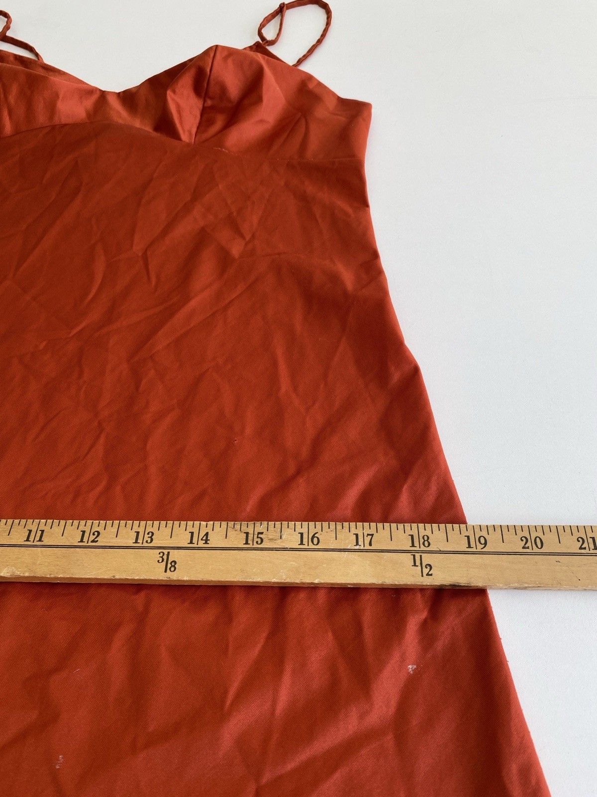 Vintage 70s Vanity Fair 34 S Slip Dress Scalloped Hem Burnt Orange