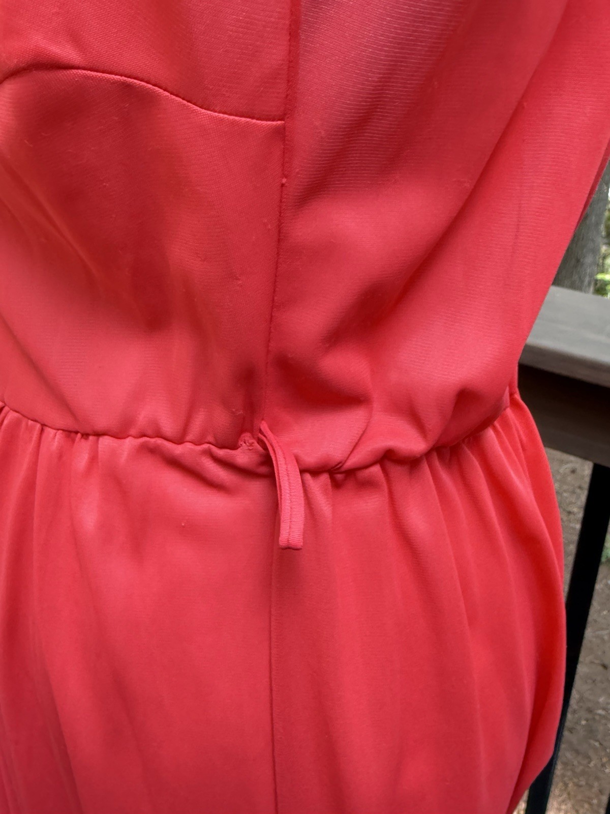 Vtg 60s Nightgown Chiffon Pleat Maxi Empire Goddess Siren Red Lace Nylon M 36 38