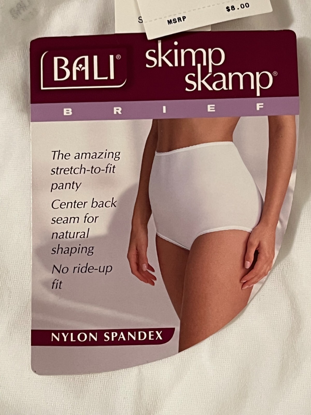 Vintage Bali Brief Full Cut 7 White Skimp Skampi Hips 40-41