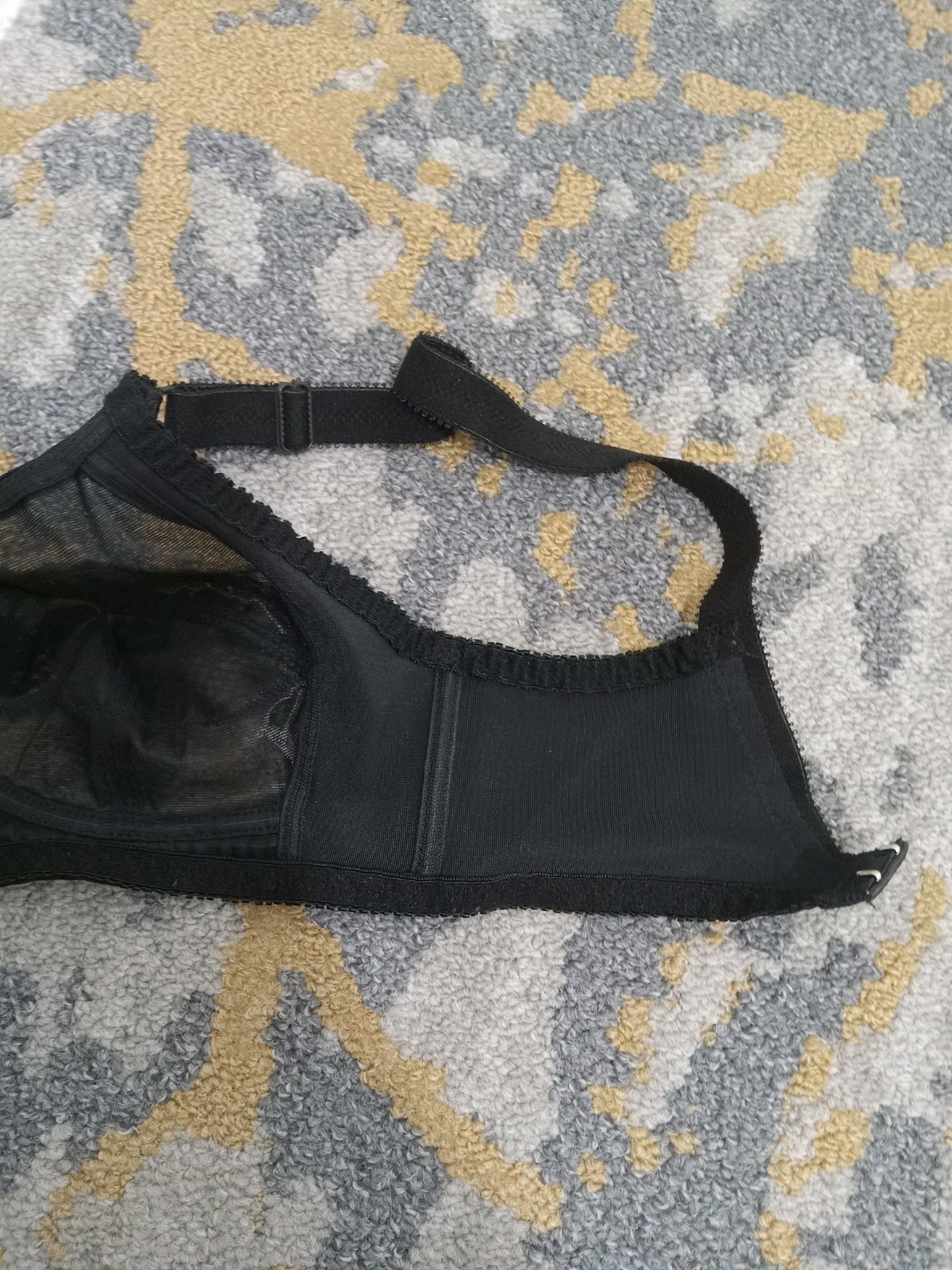Vintage Black Wireless Unlined Bra 34B Style #928 Mesh & Lace, Bow Semi Opaque