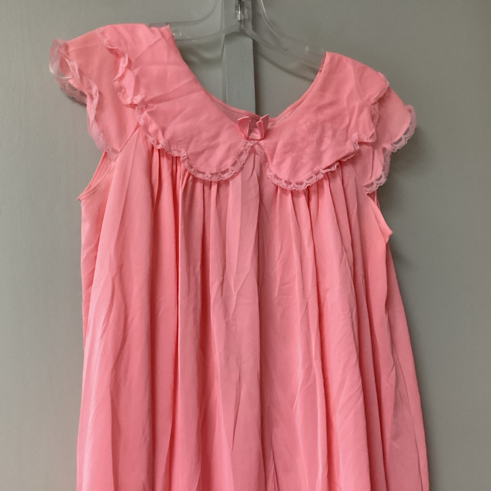 VTG Shadow Lane 2 Piece Size Small Night Gown & Robe Coral Lace Silky Flowers