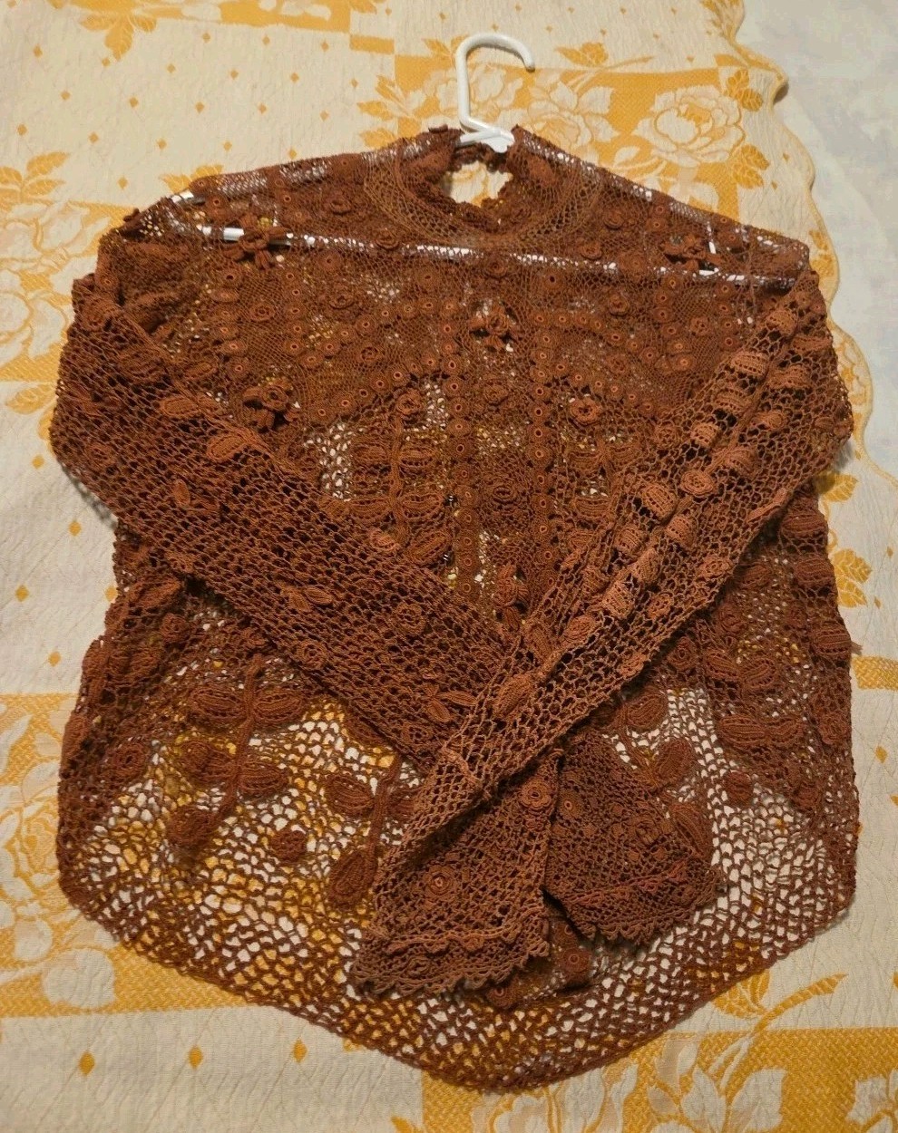 Victorian Irish Crochet Lace Top Blouse Mock Neck Edwardian Steampunk Size SM