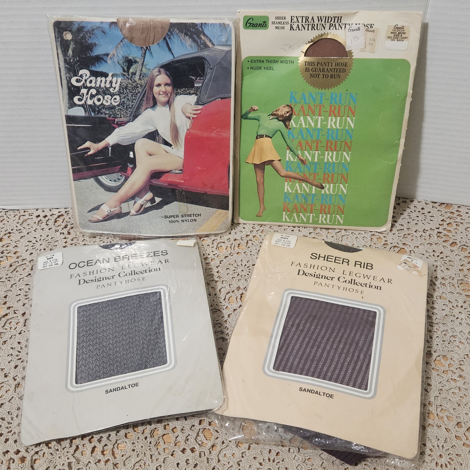 Lot 4prs Vintage Pantyhose Nylon Size Small A/B 6/8