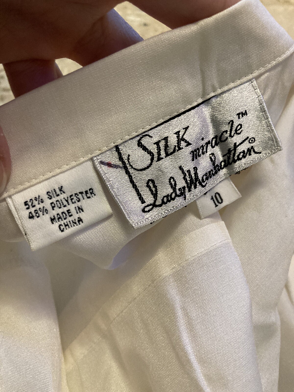 Vintage Lady Manhattan Silk Miracle SS Shirt Blouse Button Up Sz 10 NOS