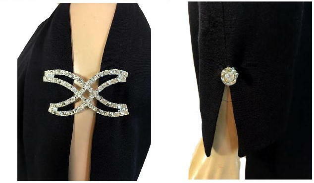 Vintage Francais By Huey Waltzer Open Cold Shoulder Rhinestone Accent Dress 6