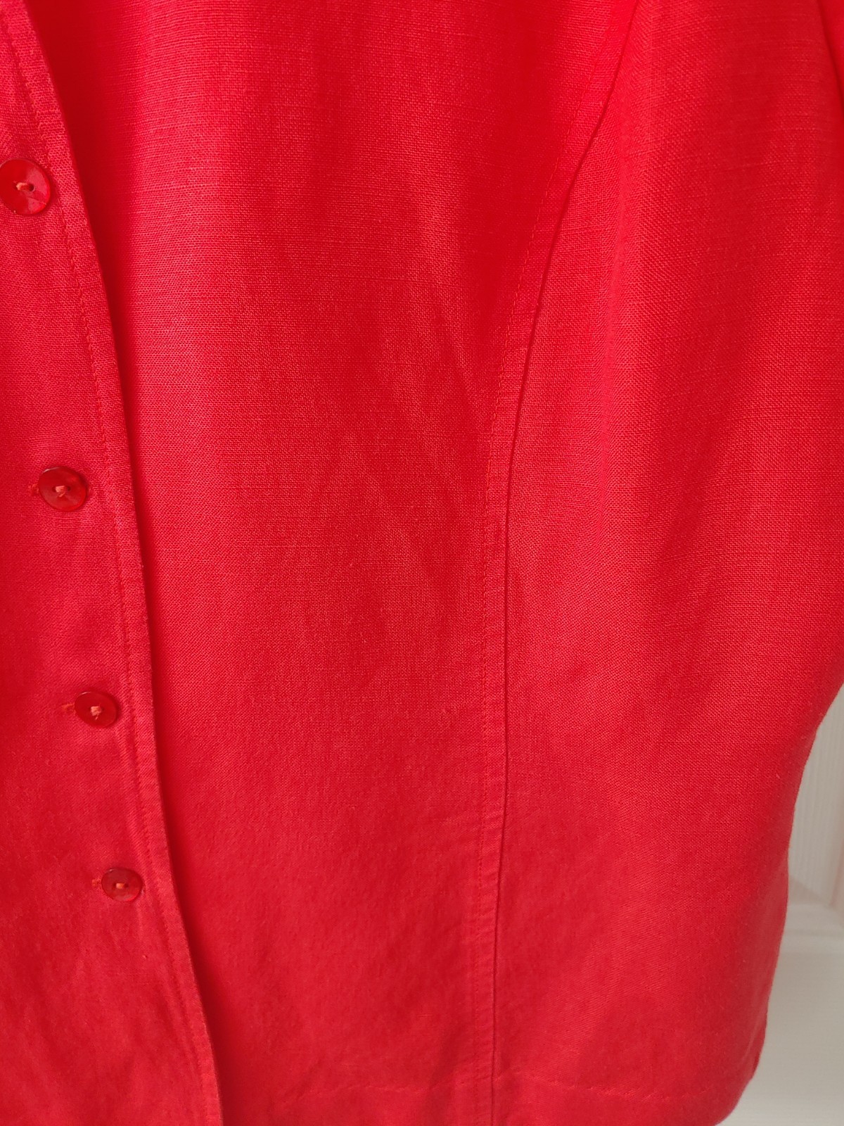 Vintage Suit Top Coral Red Shoulder Pads PLAZA SOUTH PETITES 14p Linen/rayon