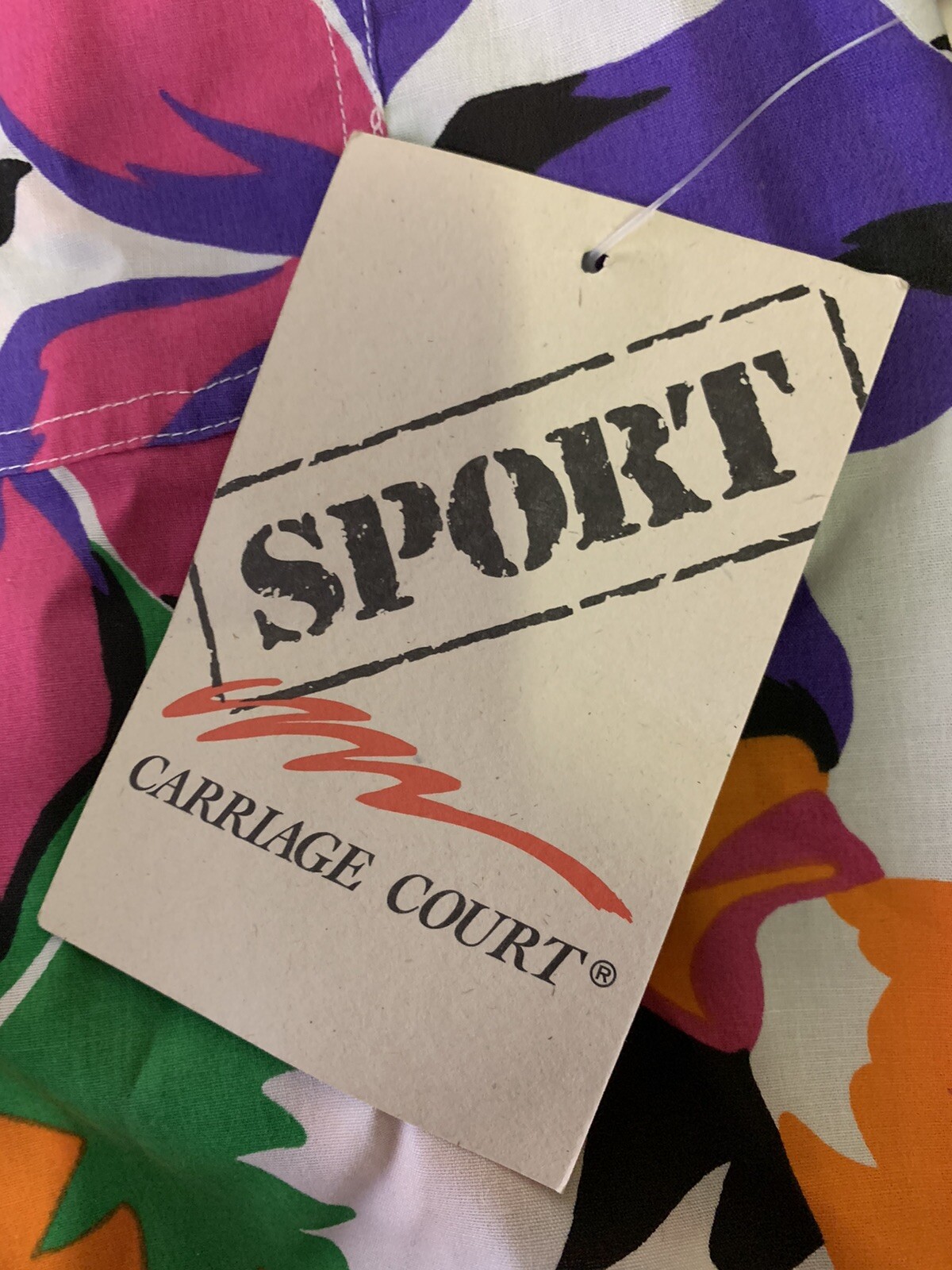 New Sport Carriage Court Women’s Hawaiian Button Up 80’s Size M Floral Bright