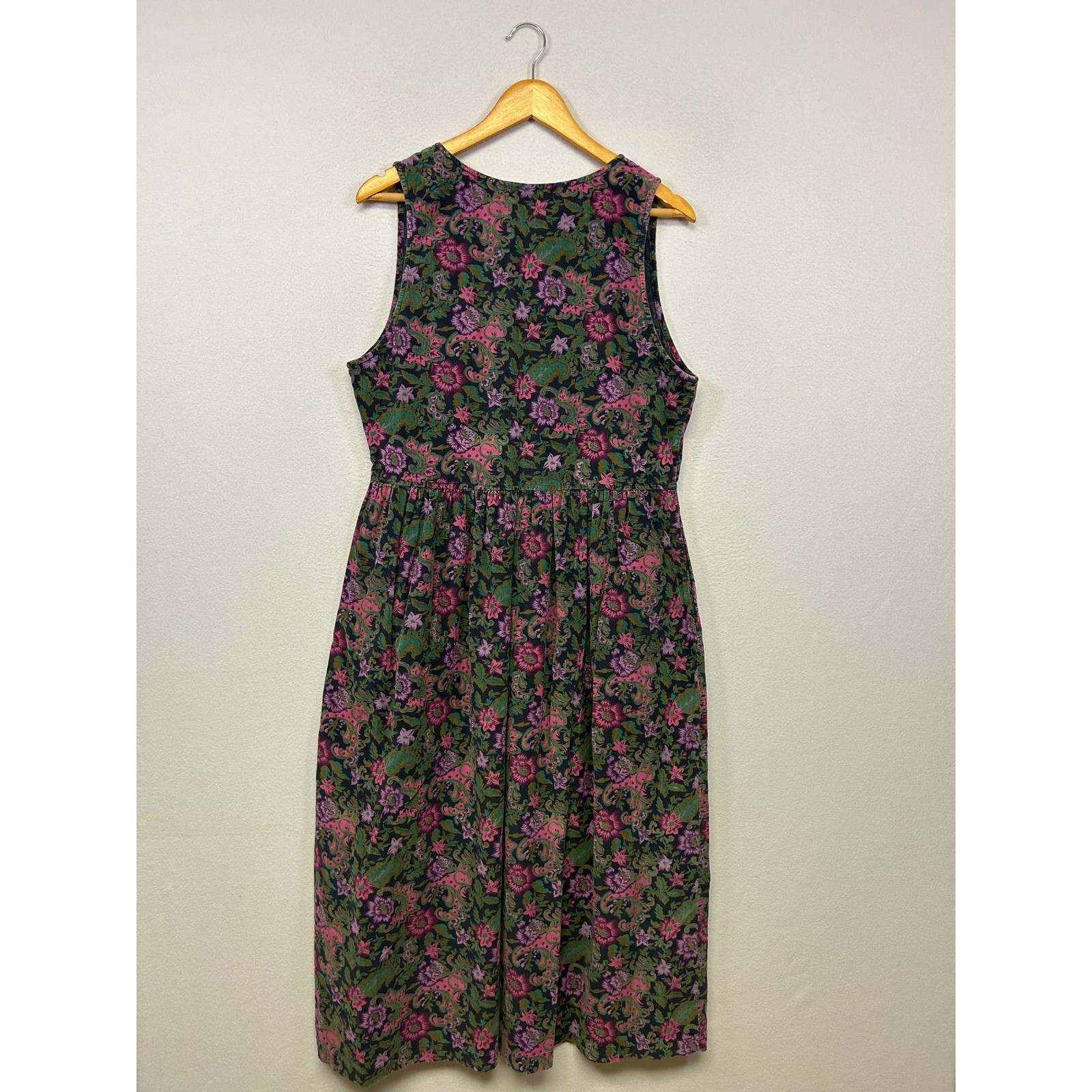 Cottagecore Vintage Eddie Bauer Womens Sm Multicolor Floral Corduroy Midi Dress