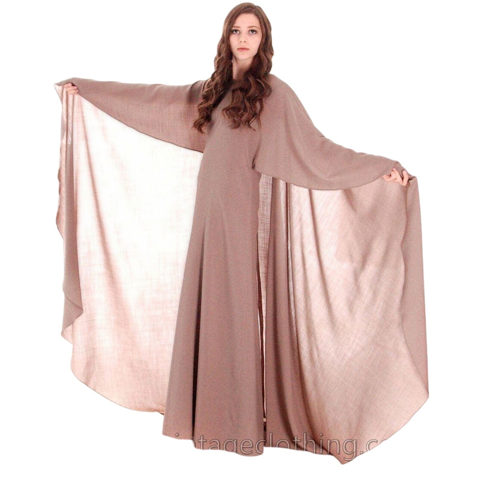 Vuokko VTG 70s Black Wool Voile Designer Gown w/ Full Circle Cape Dress Sz 38 S