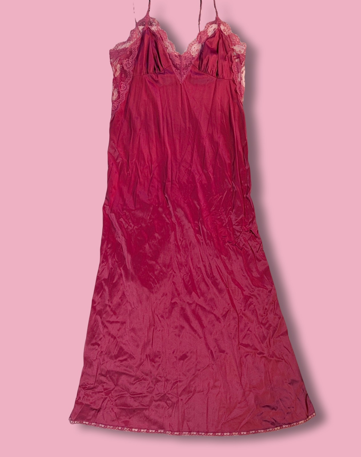 Vintage JCPenney Lingerie Valentine’s Day Satin and Lace Nightgown Size M
