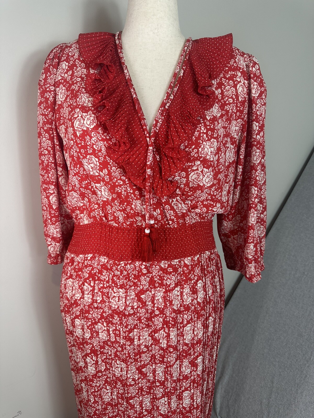 Vtg 80s Diane Freis Original Georgette Floral Maxi M/L Cottage Romantic Boho
