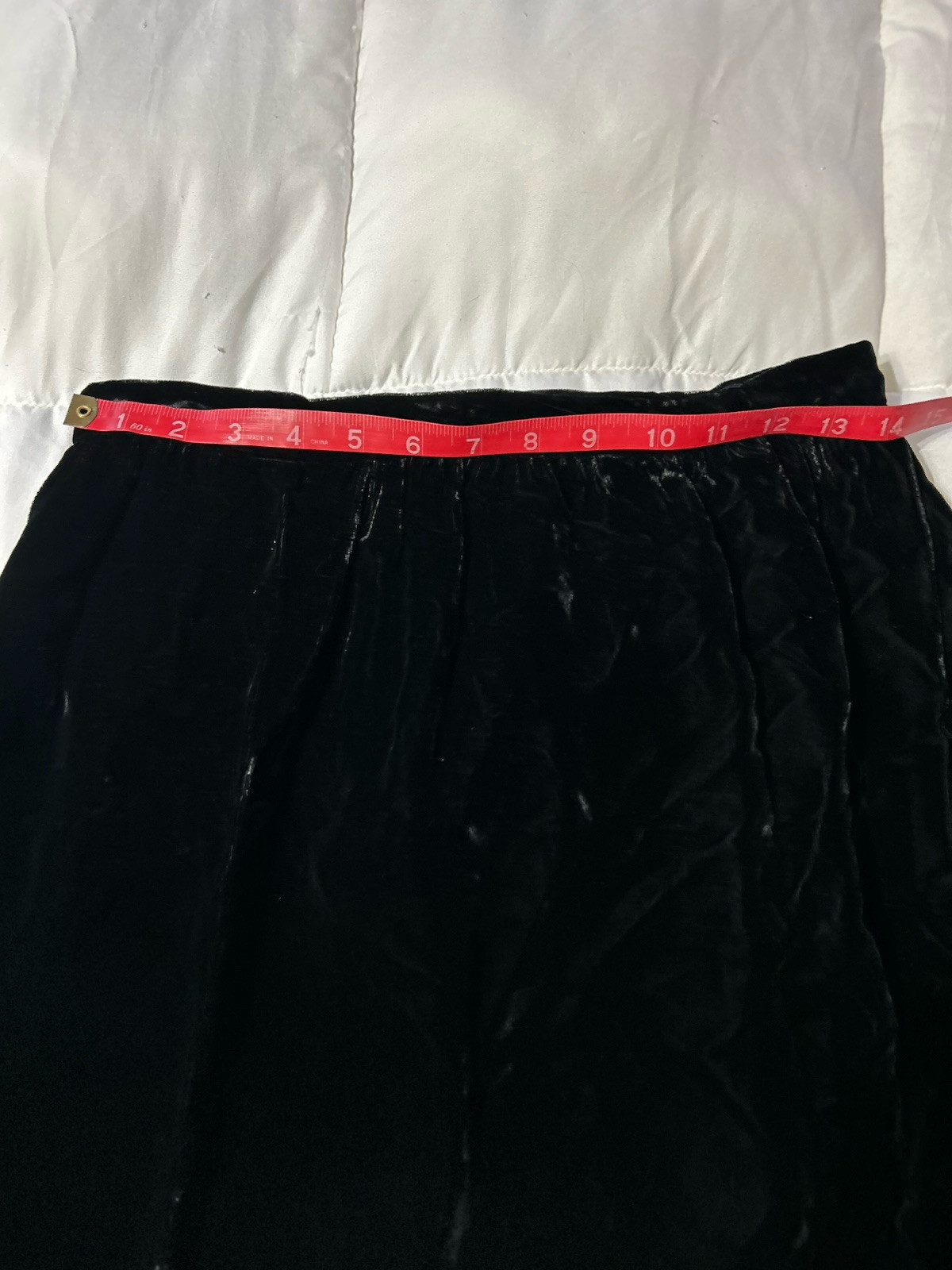 Vintage 1980s Halston III Crushed Velvet Black Skirt