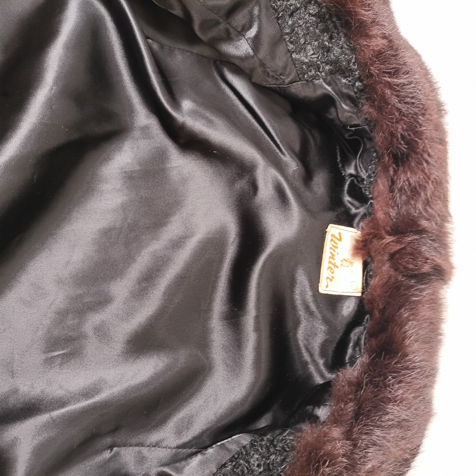 Vintage Black Curly Lamb Crop Jacket with Fur Collar Swing S/M