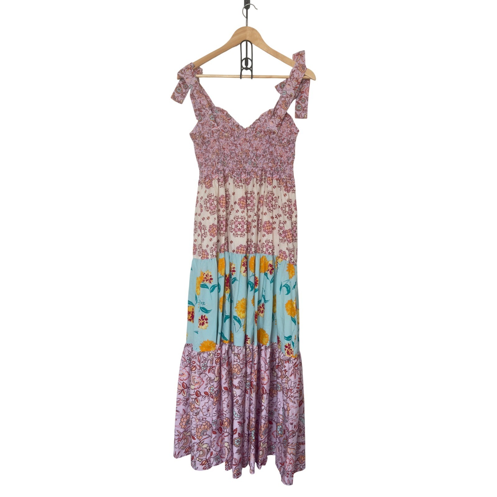 Nanette Lenore Medium Floral Patchwork Cottagecore Prairie Chic Hippie Dress