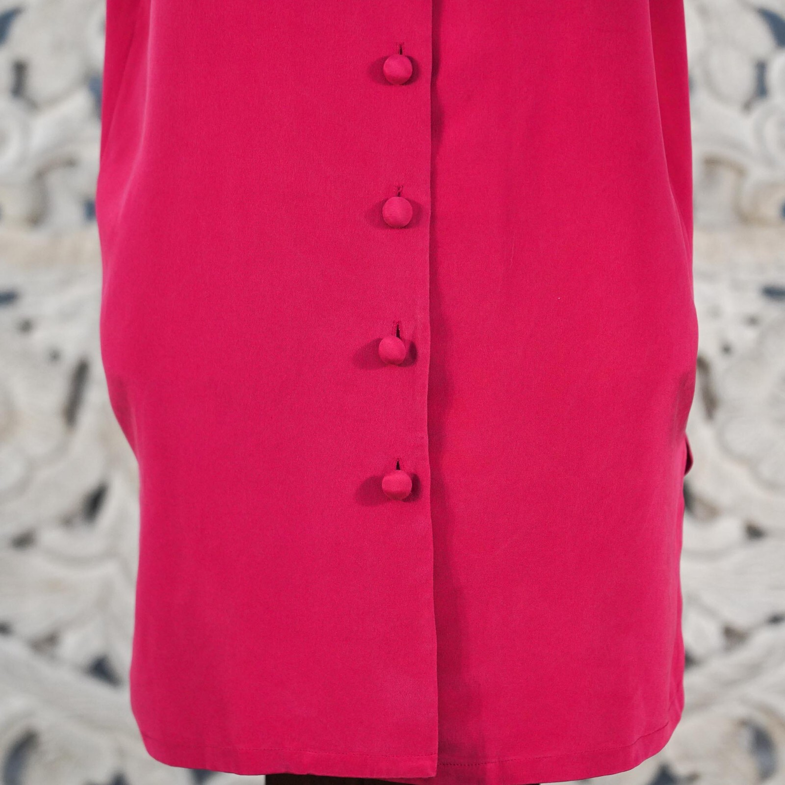 Patrick Collection Women’s 100% Silk Blouse Top Size 8 Fuchsia Short Sleeve