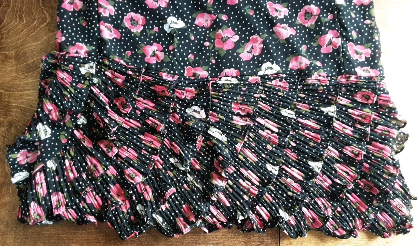VTG Liz Roberts By Mary Ann Lamonte Floral Dress Ruffles Cottagecore L/XL