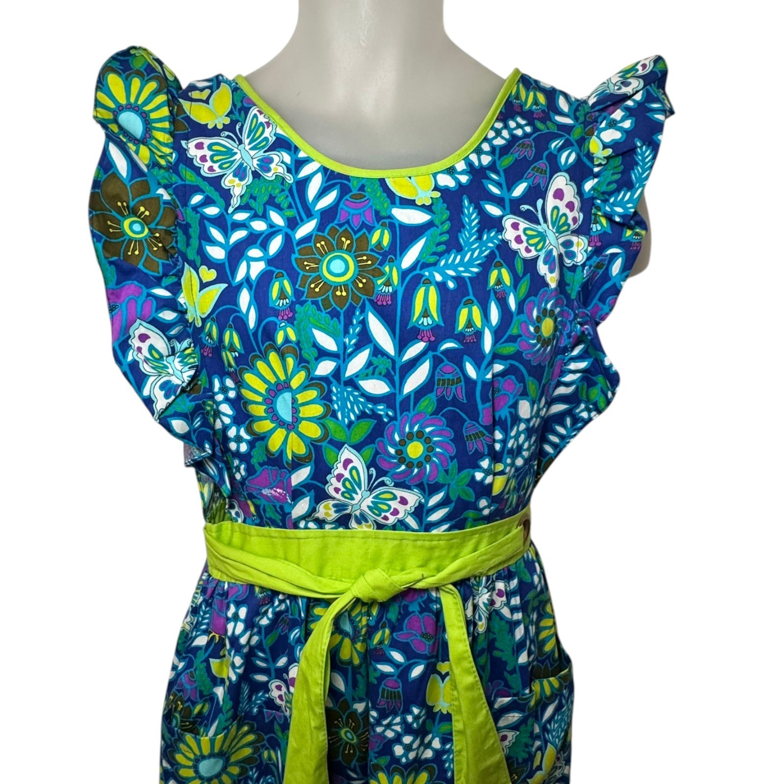 Vintage 70s Design House Japan Floral Pinafore Apron Dress Boho Cottagecore
