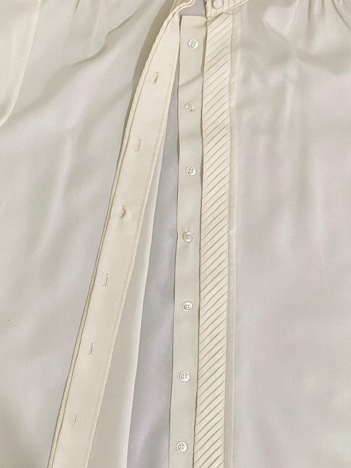 VTG Rhoda Lee 50s 60s White Ivory Blouse Sz 16 High Neck Short Sleeve Button Up