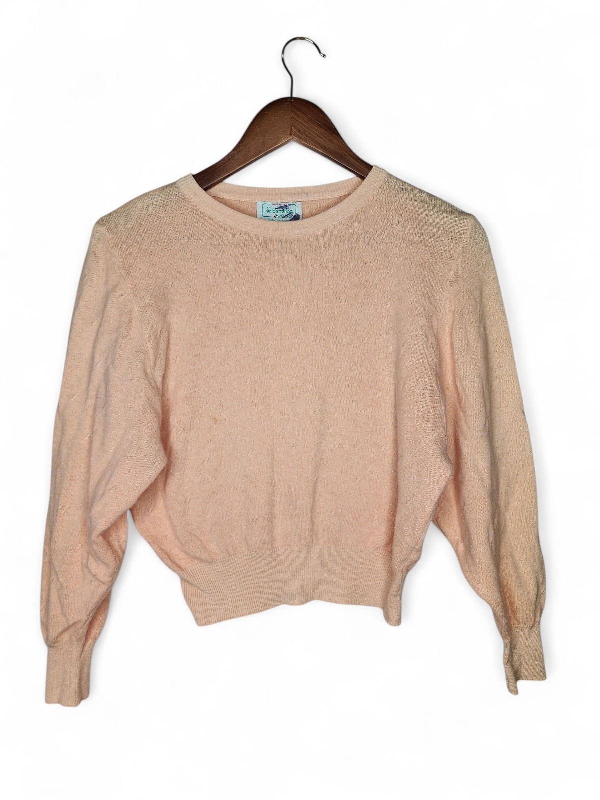 1980s Benetton Vintage Wool Blend Long Sleeve Sweater in Peach Size 42
