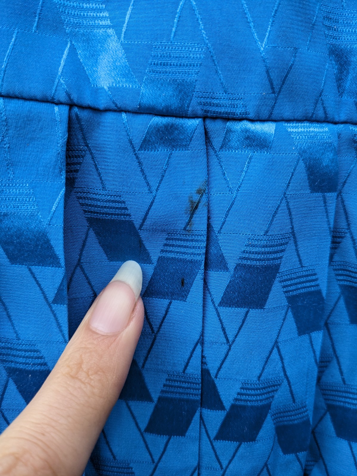 Vintage 80s Blue Silk Midi Dress Sz 4 Drop Waist Pleated Button Back Blouson