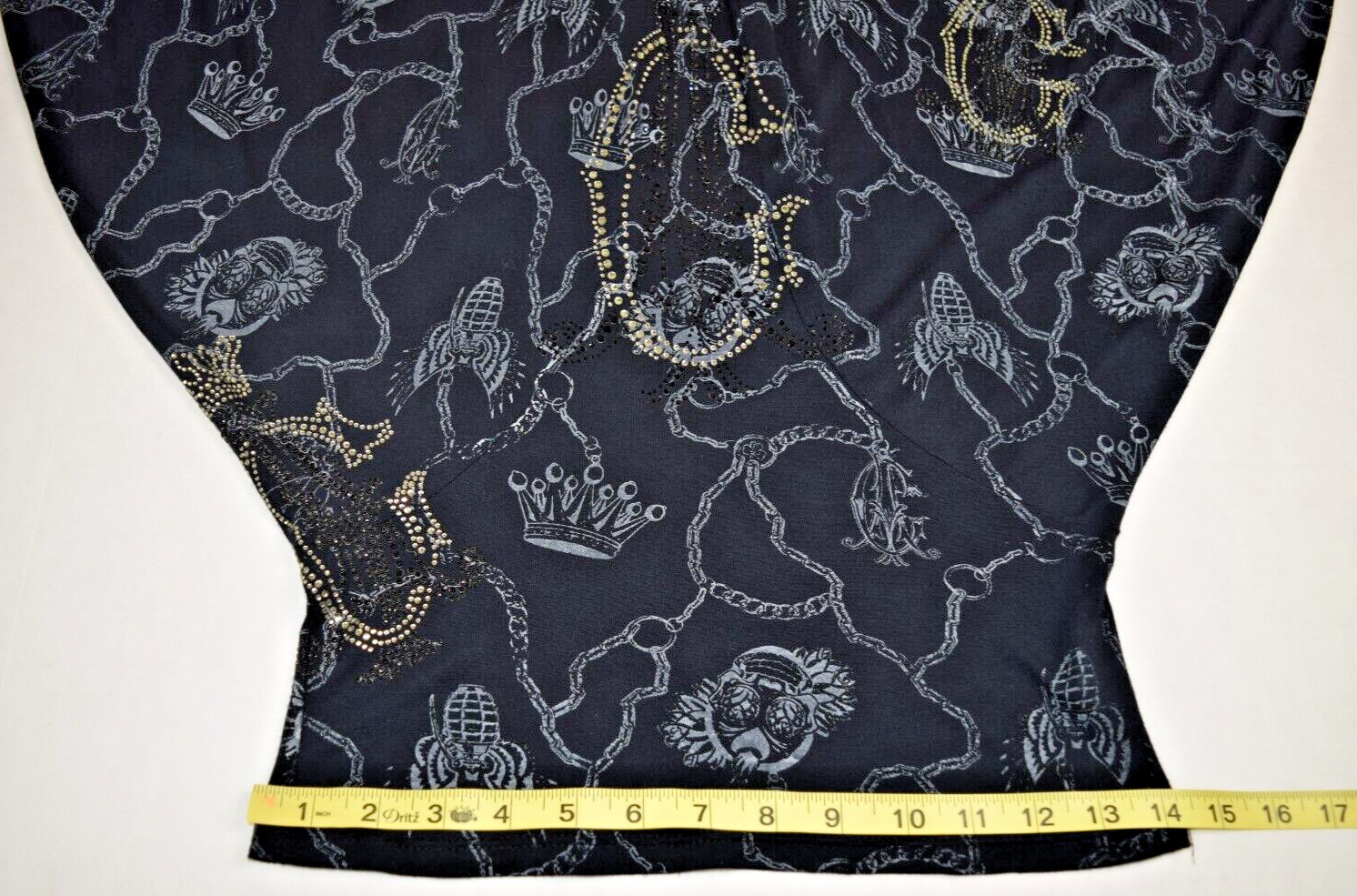 Vintage Dress Christian Audigier Size S/M 90s Black Gold Crowns Grenades USA