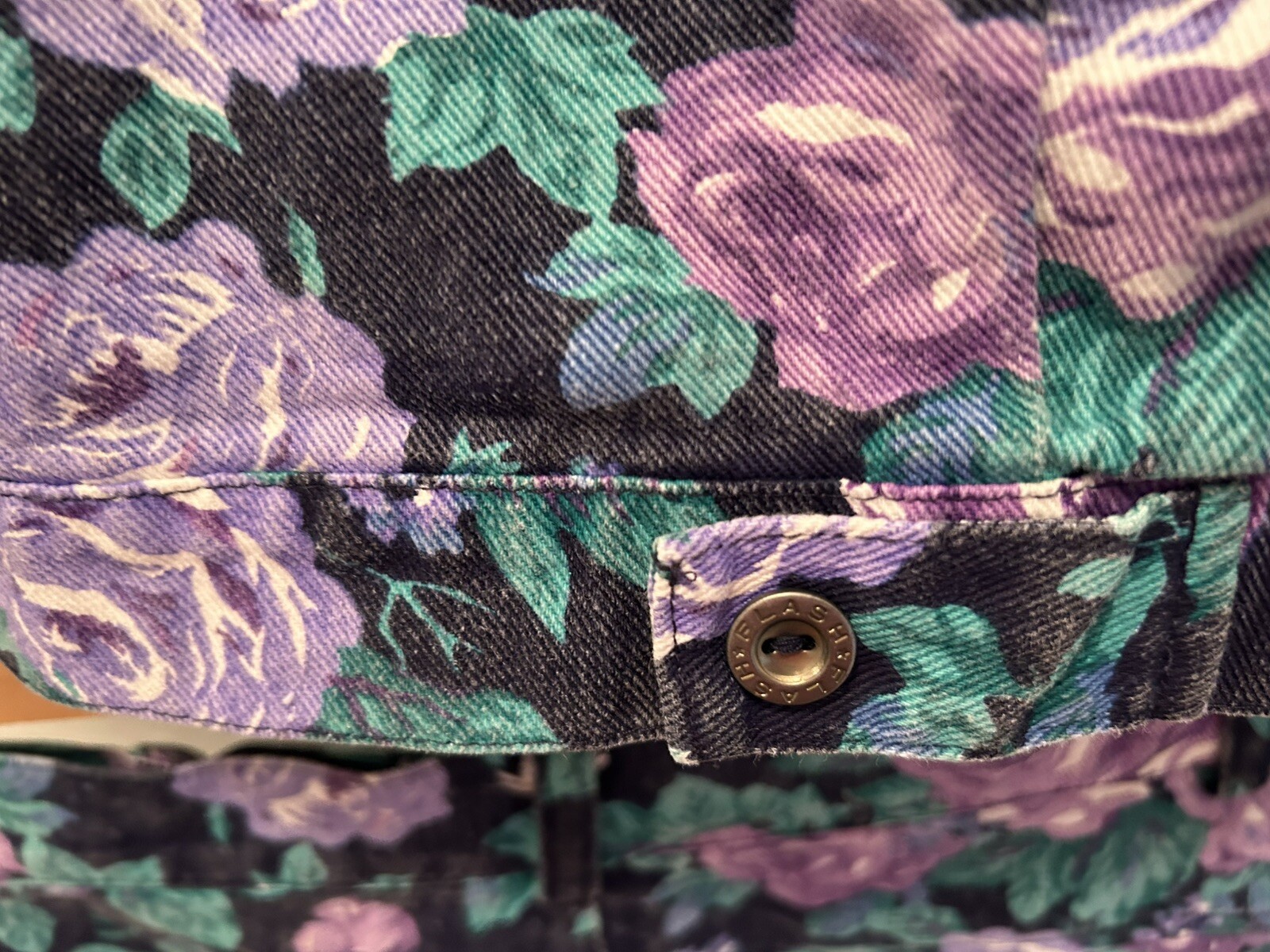 Flash Clothing Company LA 80s Denim Floral High Waist Skirt Size 9 Jacket Sz M